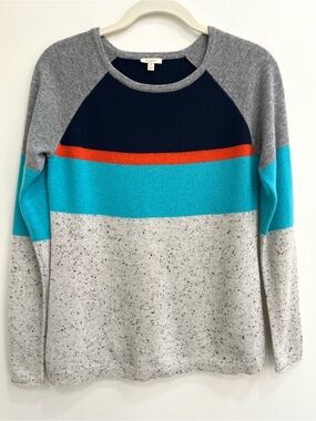 Project bold stripe colorblock cashmere crewneck sweater blue red gray XS